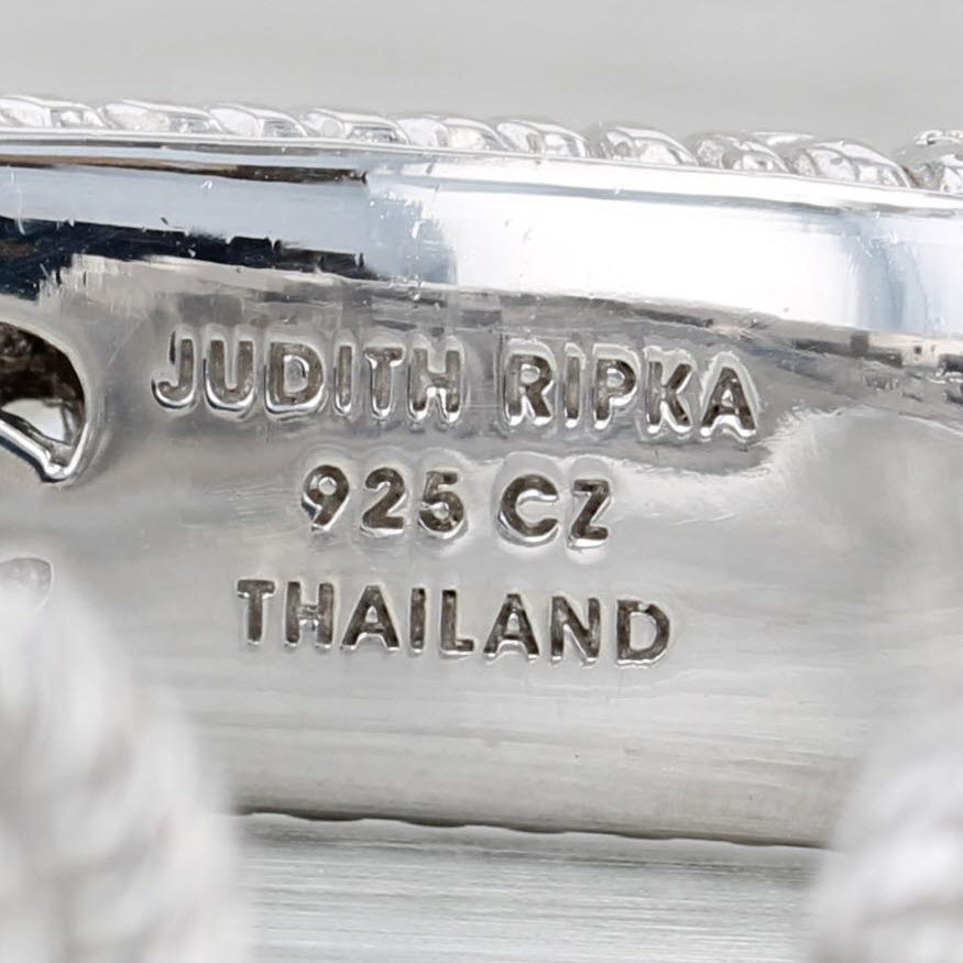 Gray Judith Ripka Pave Cubic Zirconia Hearts Cuff Bracelet Sterling Silver 7" 11.6mm