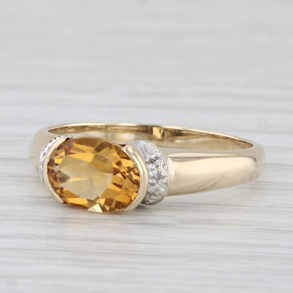 Light Gray 1.20ctw Oval Citrine Solitaire Ring 10k Yellow Gold Size 6.5