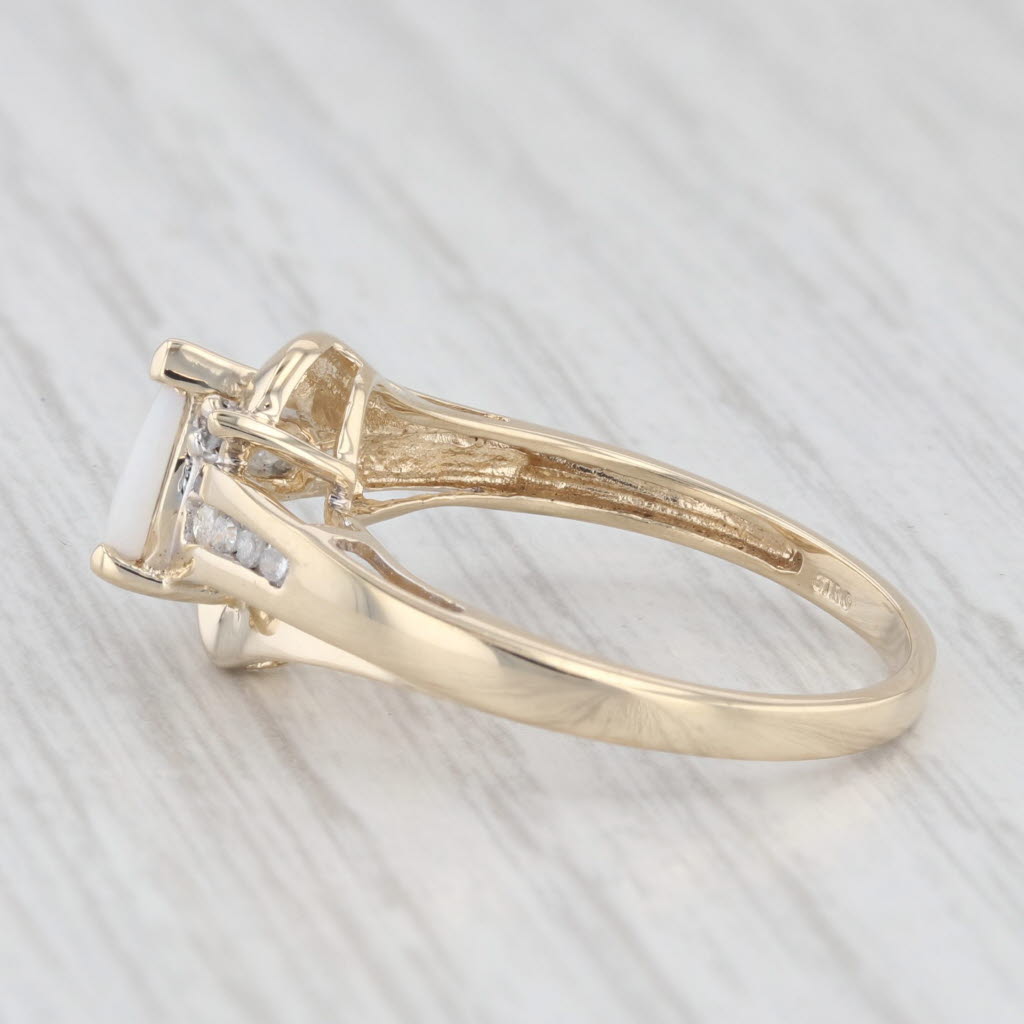 Light Gray Pear Opal Diamond Ring 10k Yellow Gold Size 7.25