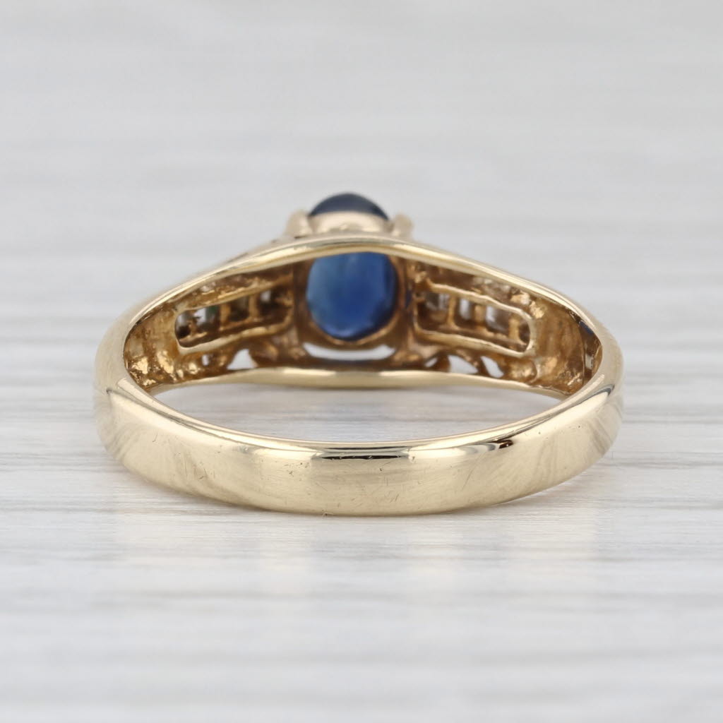 0.78ctw Oval Blue Sapphire Diamond Ring 14k Yellow Gold Size 7.5