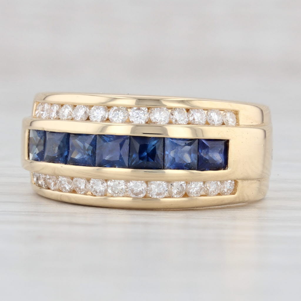 Light Gray 2ctw Blue Sapphire Diamond Ring 18k Yellow Gold Size 7 Band