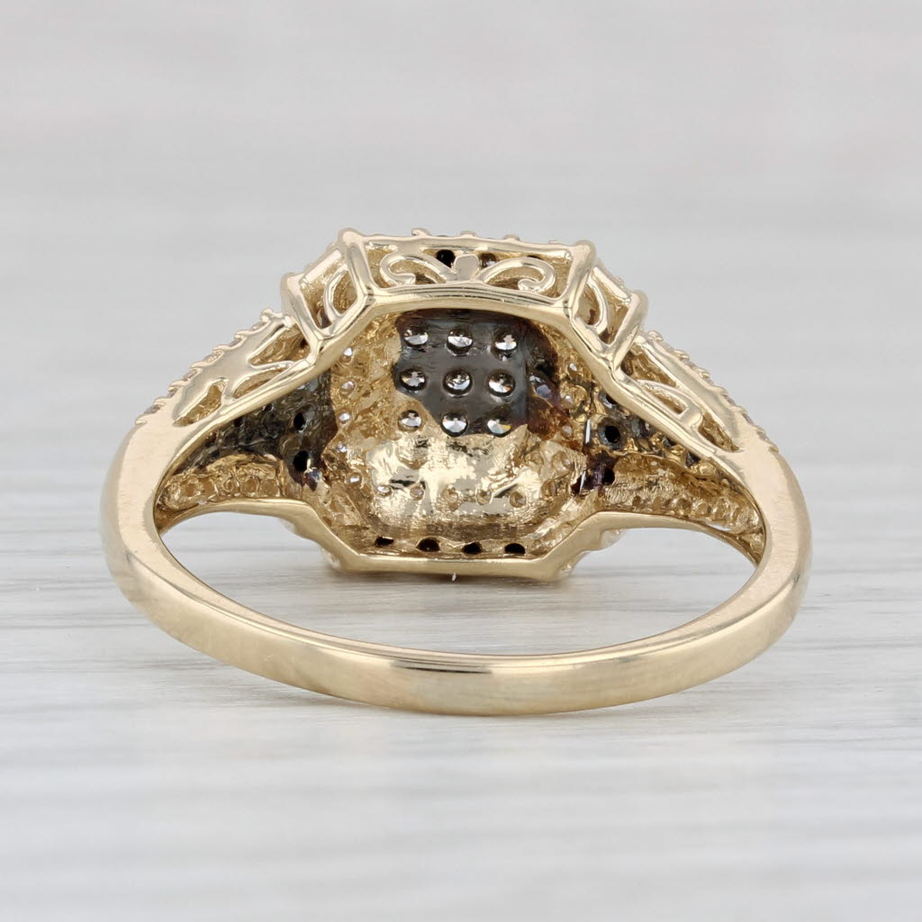 Light Gray 0.25ctw White & Black Diamond Halor Ring 14k Yellow Gold Size 9 Enagagement