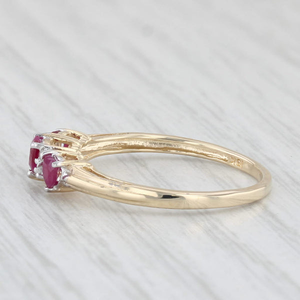 0.50ctw 3-Stone Heart Ruby Ring 10k Yellow Gold Size 7.25 Stackable