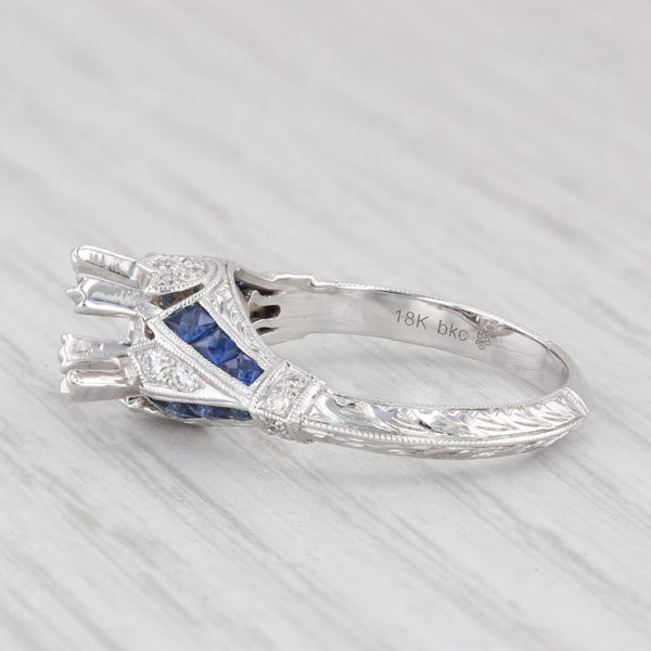 New Sapphire Diamond Semi Mount Engagement Ring 18k Gold Size 6.5 Beverley K