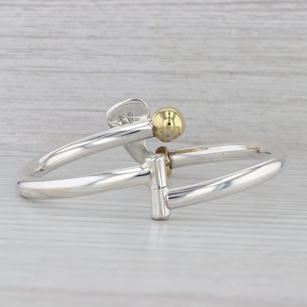 Gray Navika Golf Club Ball Bangle Bracelet Sterling Silver Gold Toned Statement