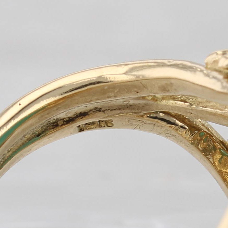 Light Gray Vintage Amazonite Diamond Ring 18k Yellow Gold Size 6.75 Jack Gutschneider