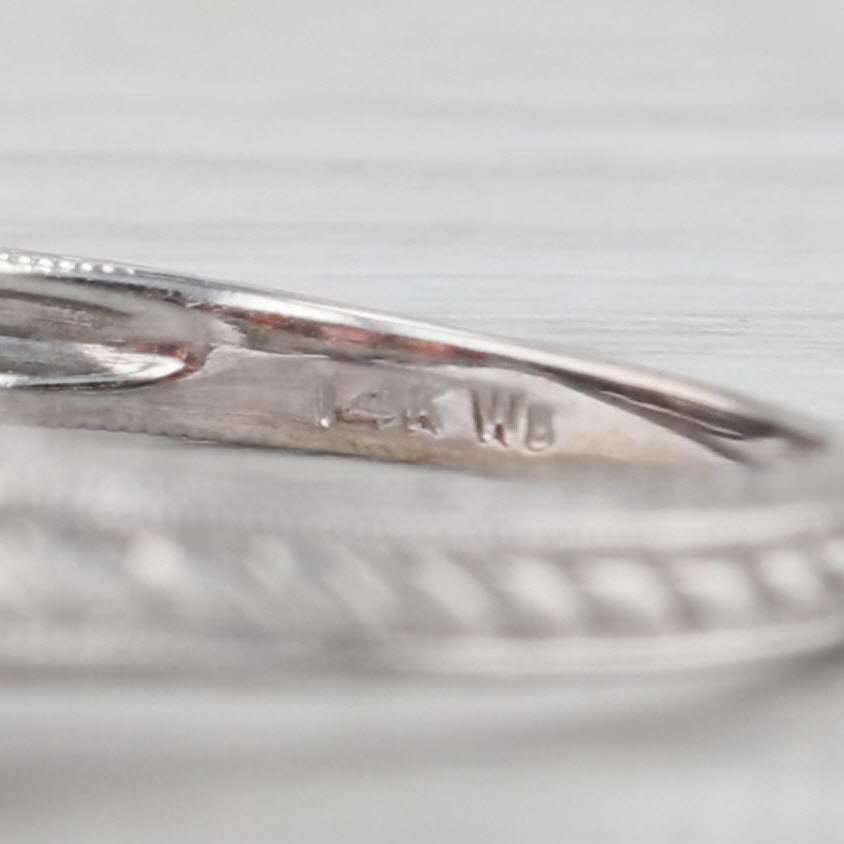 Vintage Style Lab Created Red Orange Sapphire Topaz Ring 14k White Gold Sz 8.25