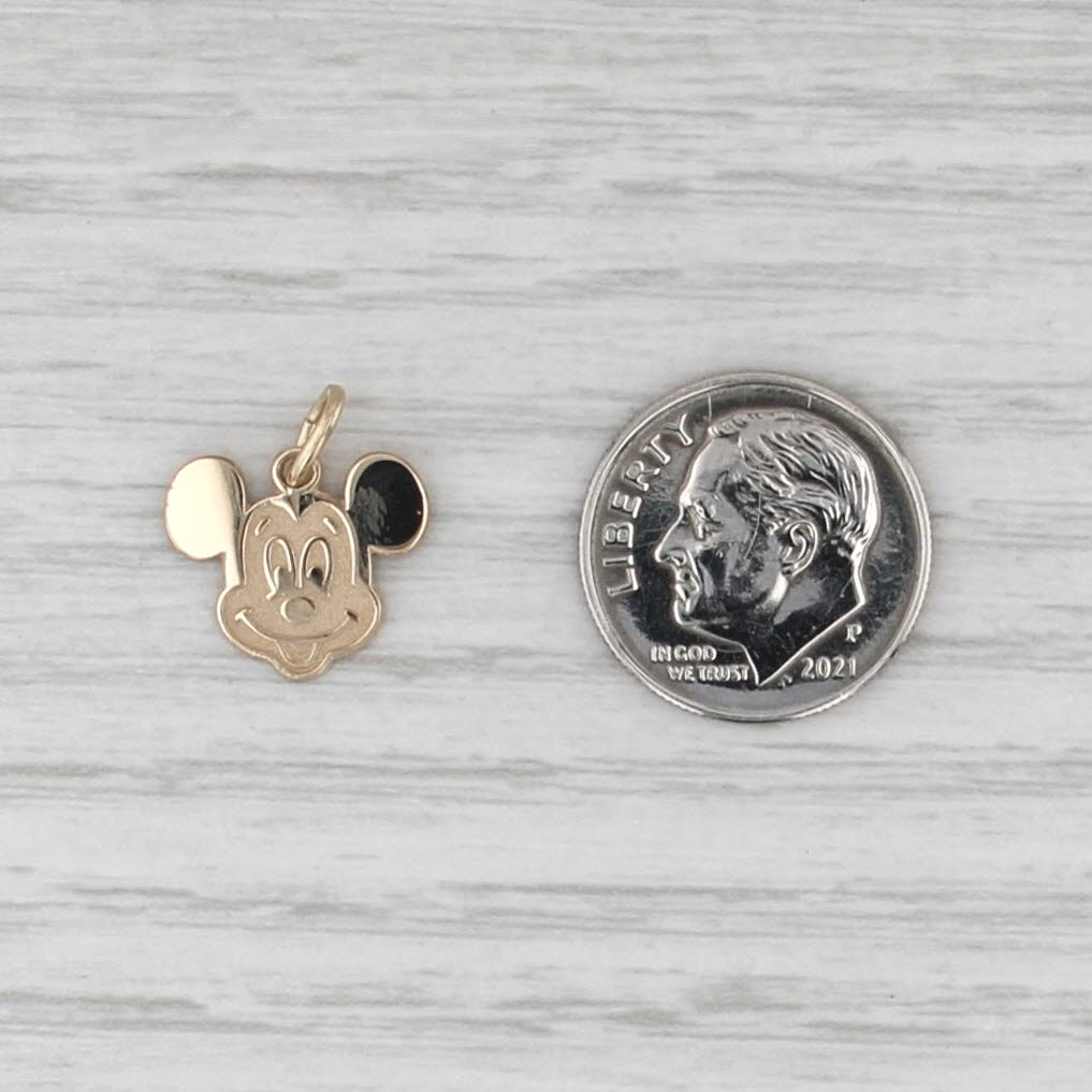 Smiley Mickey Mouse Face Charm 14k Gold Disney Cartoon Collectible Pendant