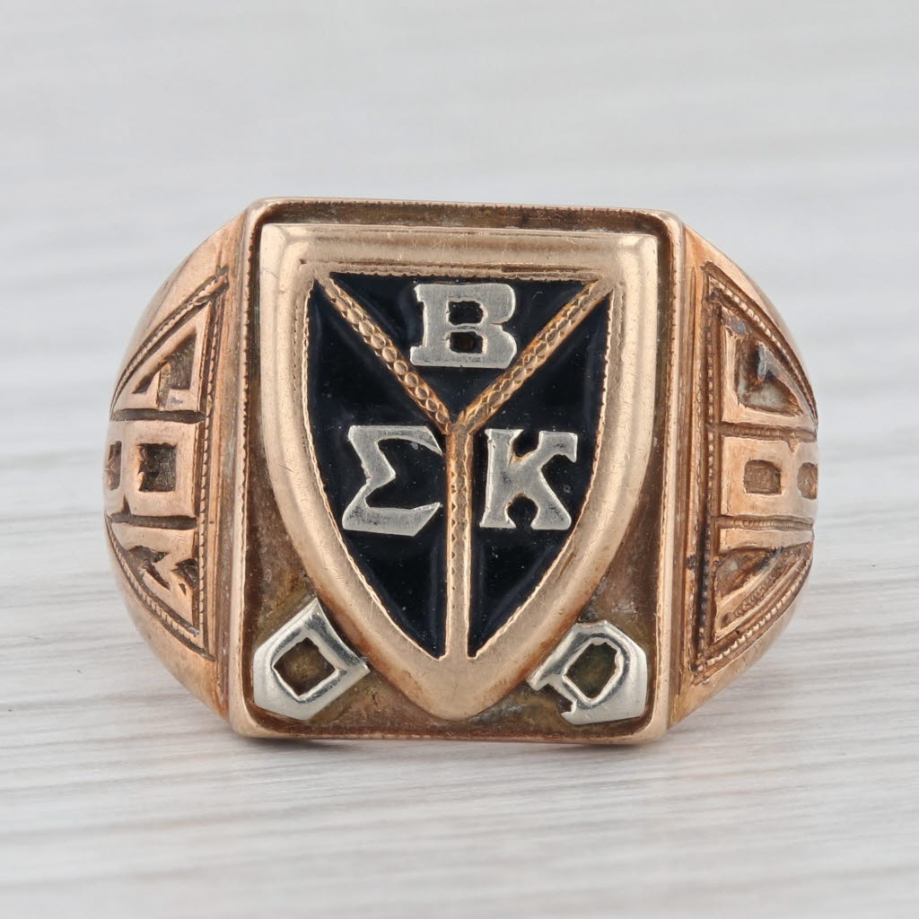 Gray Vintage Beta Sigma Kappa Ring 10k Gold Size 7 Fraternity Honor Society Signet