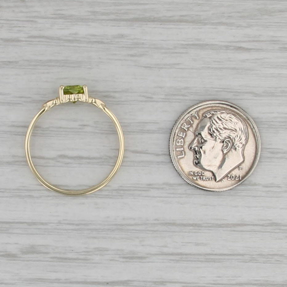 0.40ct Peridot Heart Solitaire Ring 10k Yellow Gold Size 6.75 Stackable