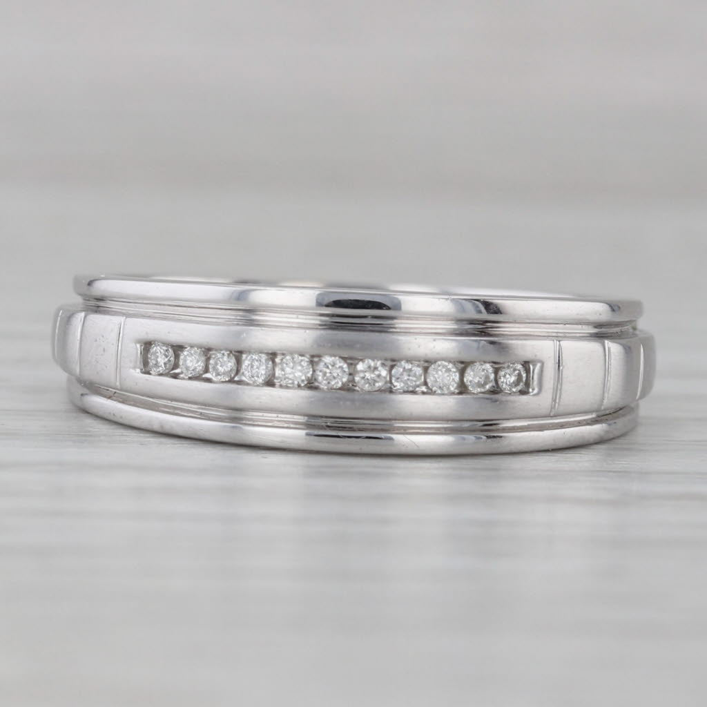Gray Diamond Wedding Band 10k White Gold Size 10 Men's Ring