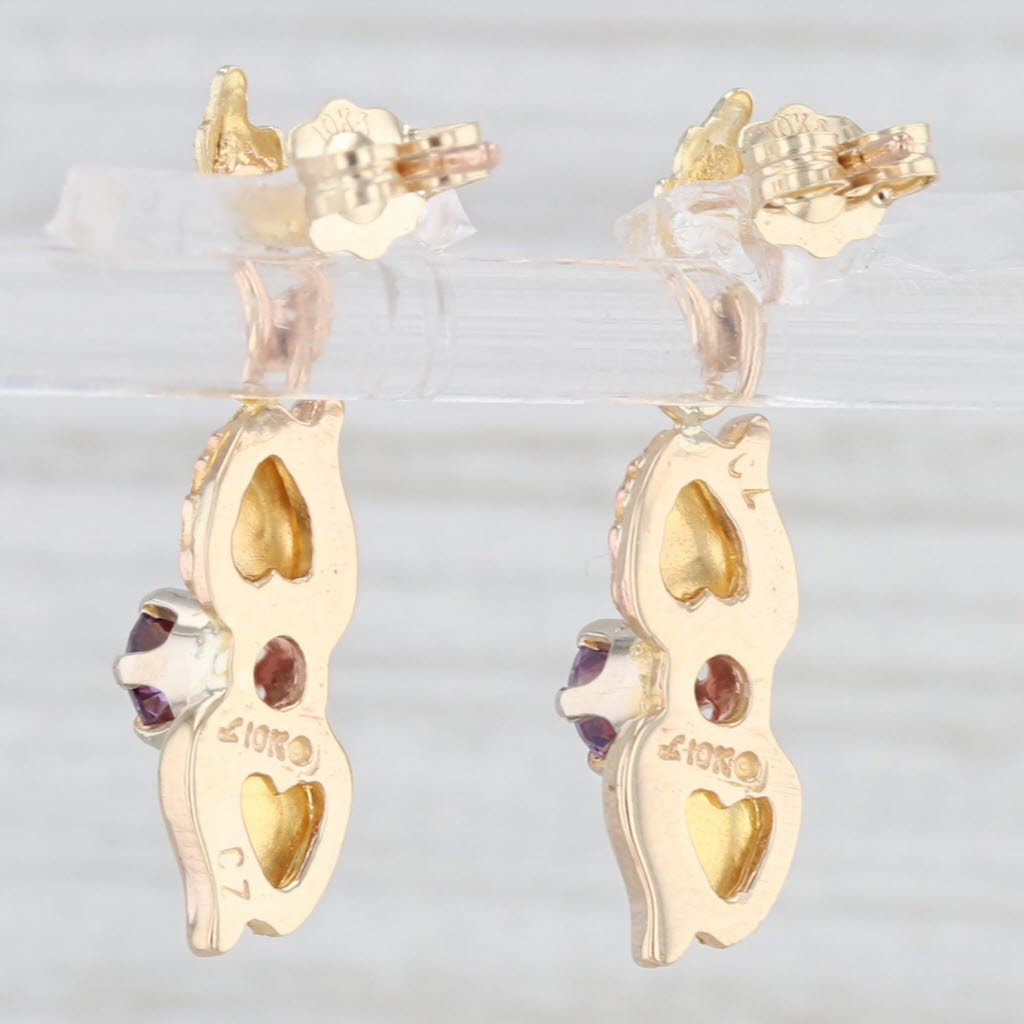 Light Gray 0.47ctw Purple Cubic Zirconia Landstroms Black Hills Gold Dangle Earrings 10k