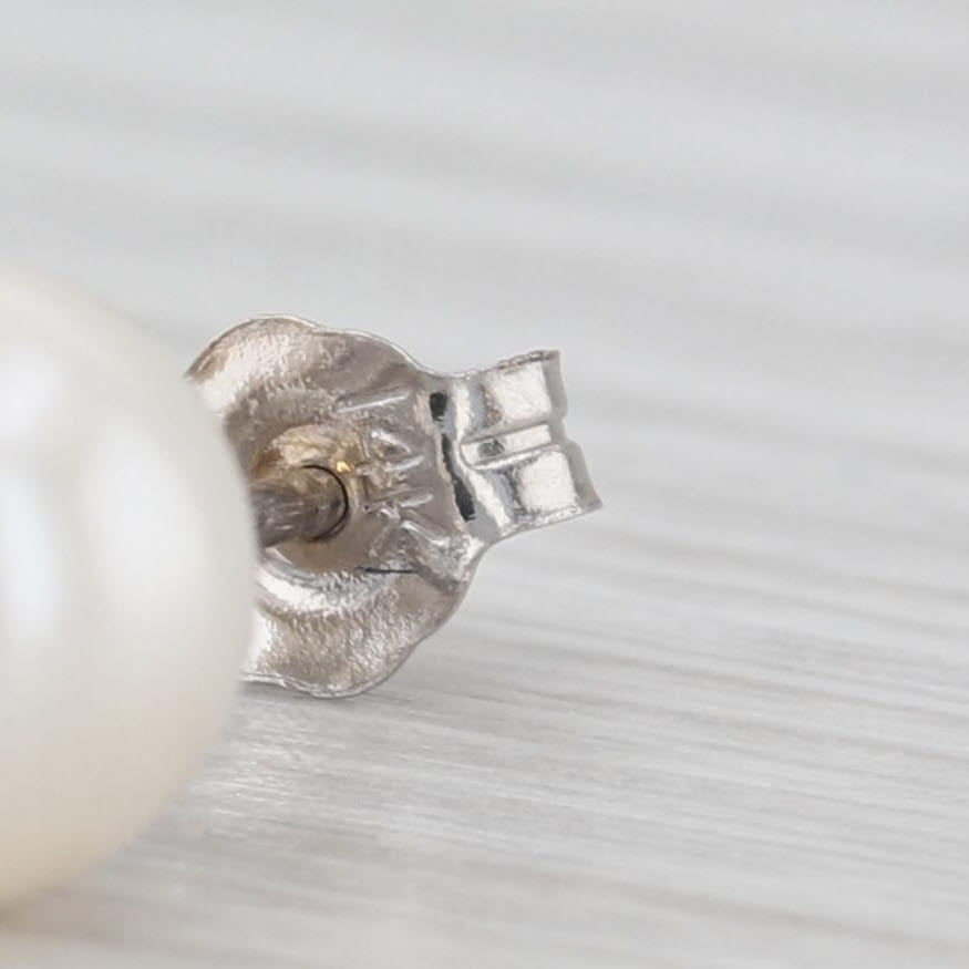 Light Gray 7mm Cultured Pearl Stud Earrings 14k Yellow Gold Round Solitaire Studs