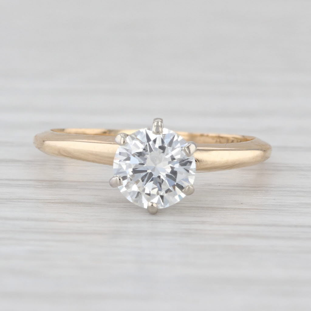0.74ct Round Diamond Solitaire Engagement Ring 14k White Yellow Gold Size 4.75