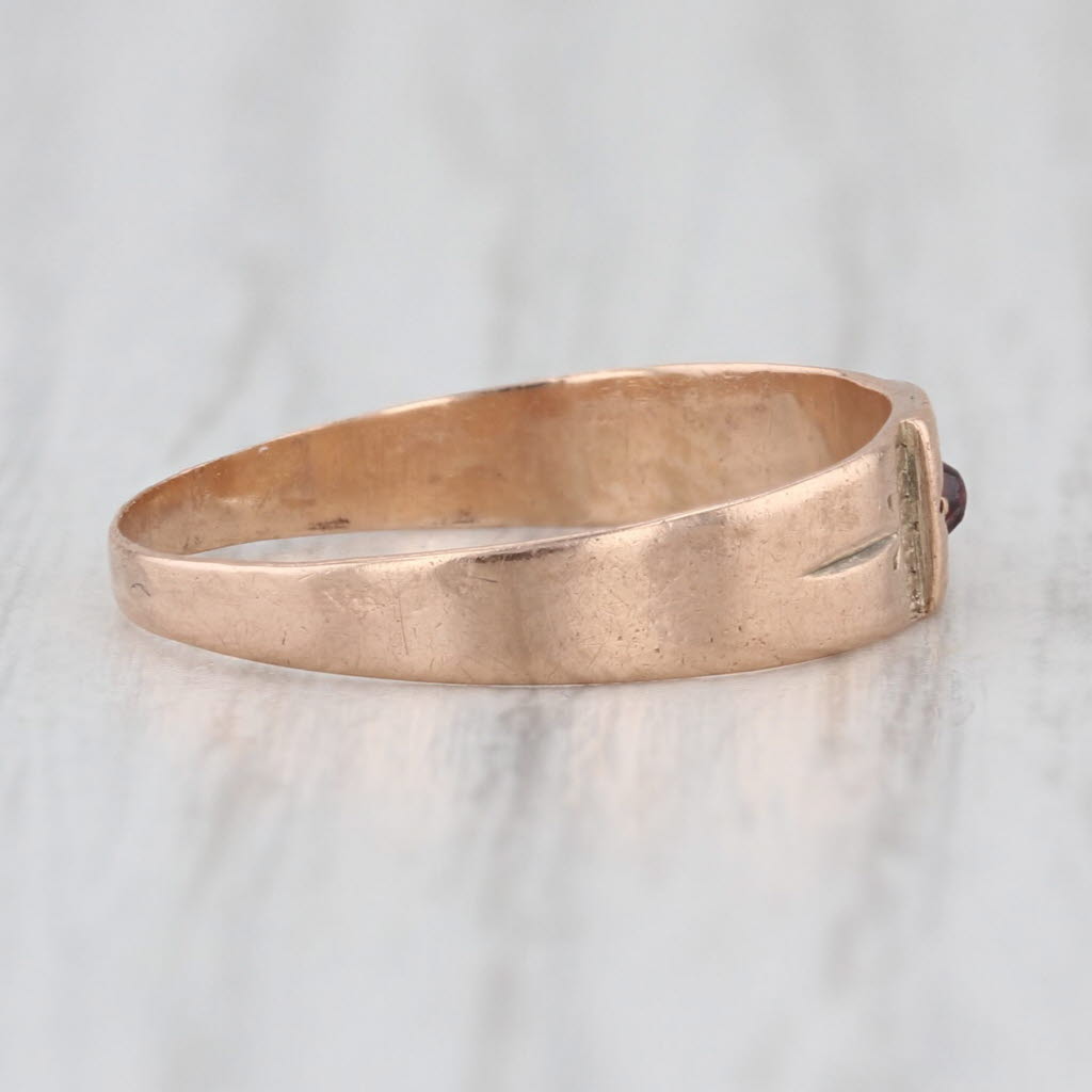Antique Victorian Red Glass Ring 10k Rose Gold Band Size 5 Stackable