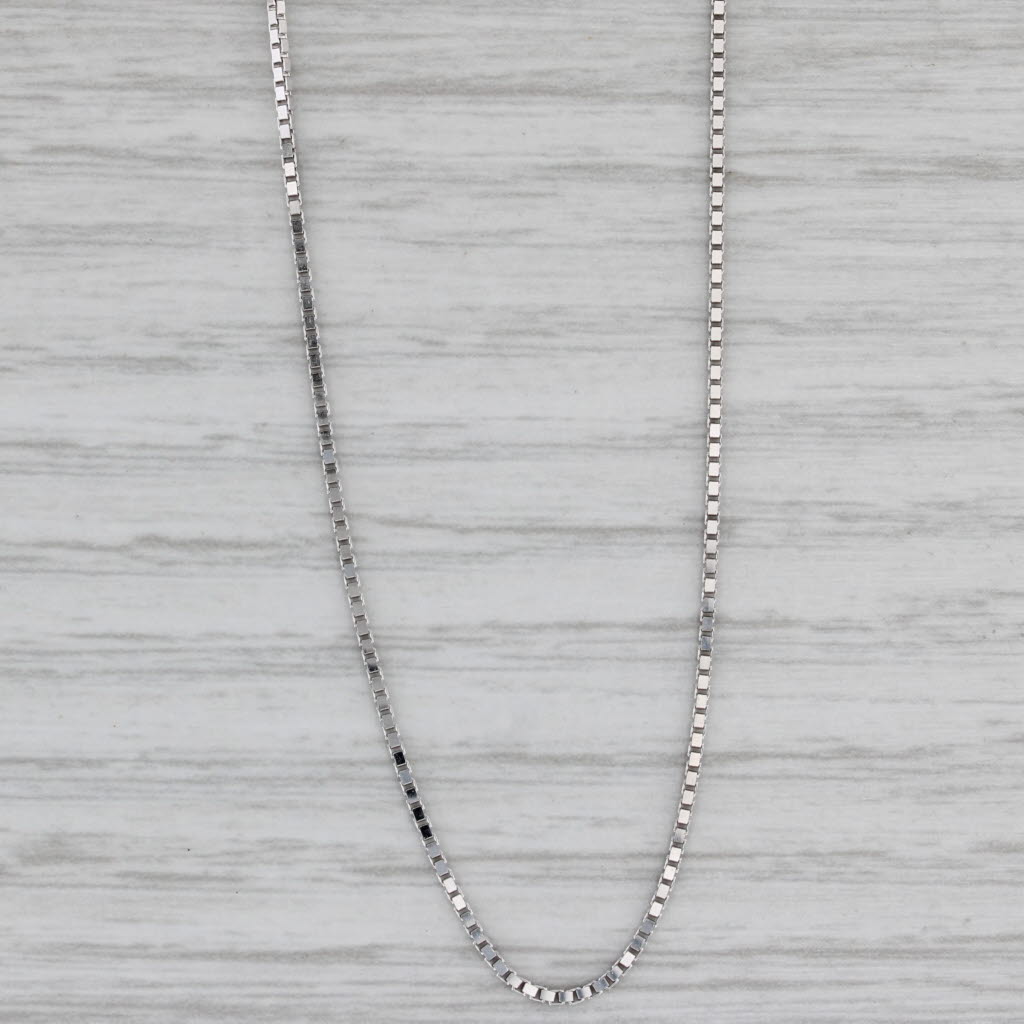 Gray New Box Chain Necklace 10k White Gold 20" 0.9mm