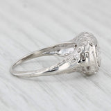 Light Gray Vintage Art Deco 0.20ctw Diamond Ring 18k White Gold Filigree Size 5.75