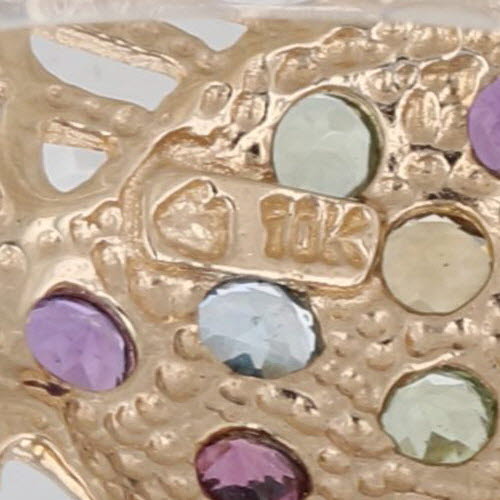Gemstone Fish Pendant 10k Yellow Gold Diamond Amethyst Peridot Garnet Citrine