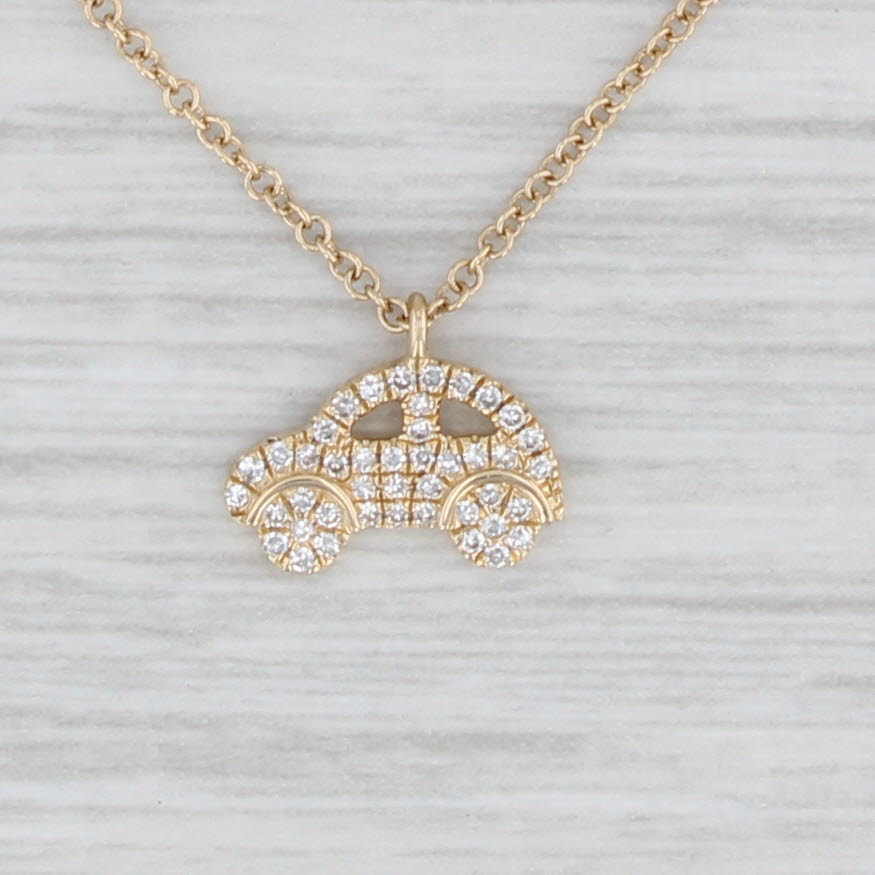 Diamond Car Charm 14K Gold For Necklace