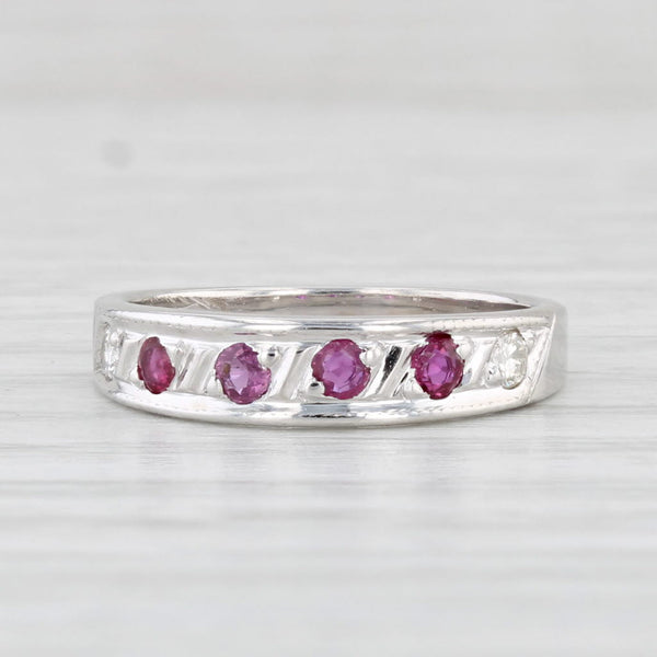 Light Gray Vintage 0.24ctw Ruby Diamond Ring 14k White Gold Wedding Band Stackable Sz 4.25