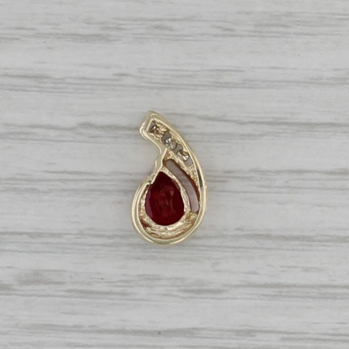 1.74ctw Pear Lab Created Ruby Diamond Teadrop Pendant 10k Yellow Gold