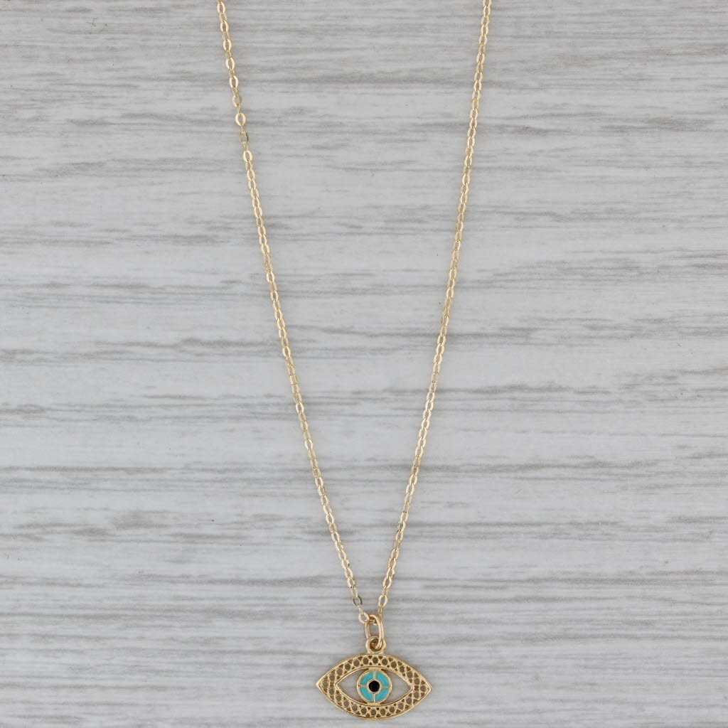 Gray New All Seeing Eye Pendant Necklace 14k Yellow Gold 16" 18" Cable Chain