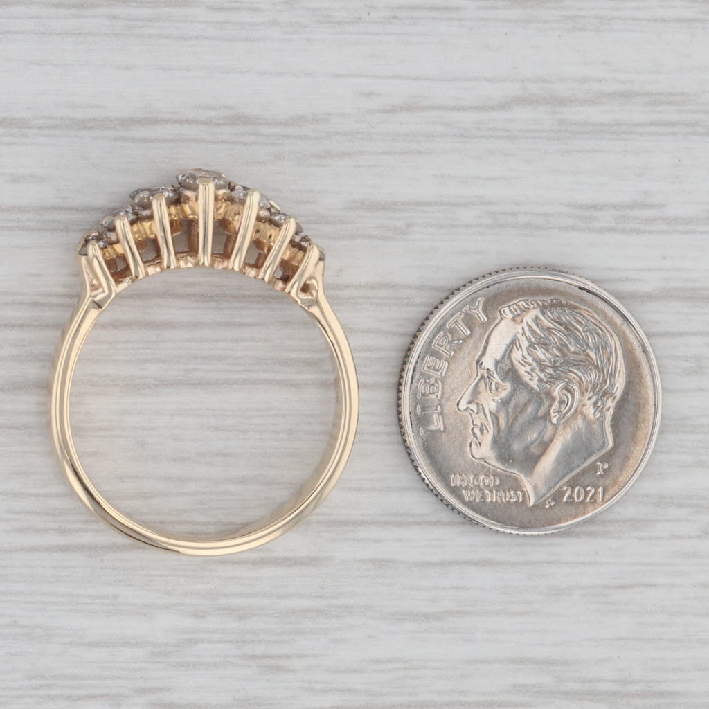 Gray 0.90ctw Diamond Tiered Pyramid Ring 10k Yellow Gold Stackable Anniversary