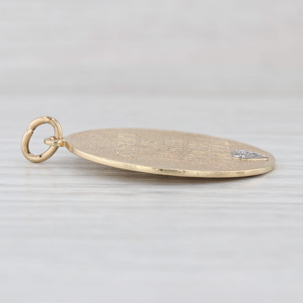 Je T'aime Plus Qu'hier moins Que Demain Diamond Heart Medallion Pendant 14k Gold