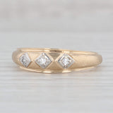 Light Gray Vintage Diamond 3-Stone Wedding Band 14k Yellow Gold Size 8 Stackable Ring