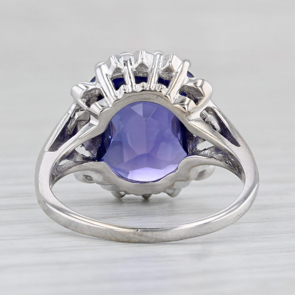 Light Gray Lab Created Purple Blue Sapphire Diamond Ring 10k White Gold Size 6