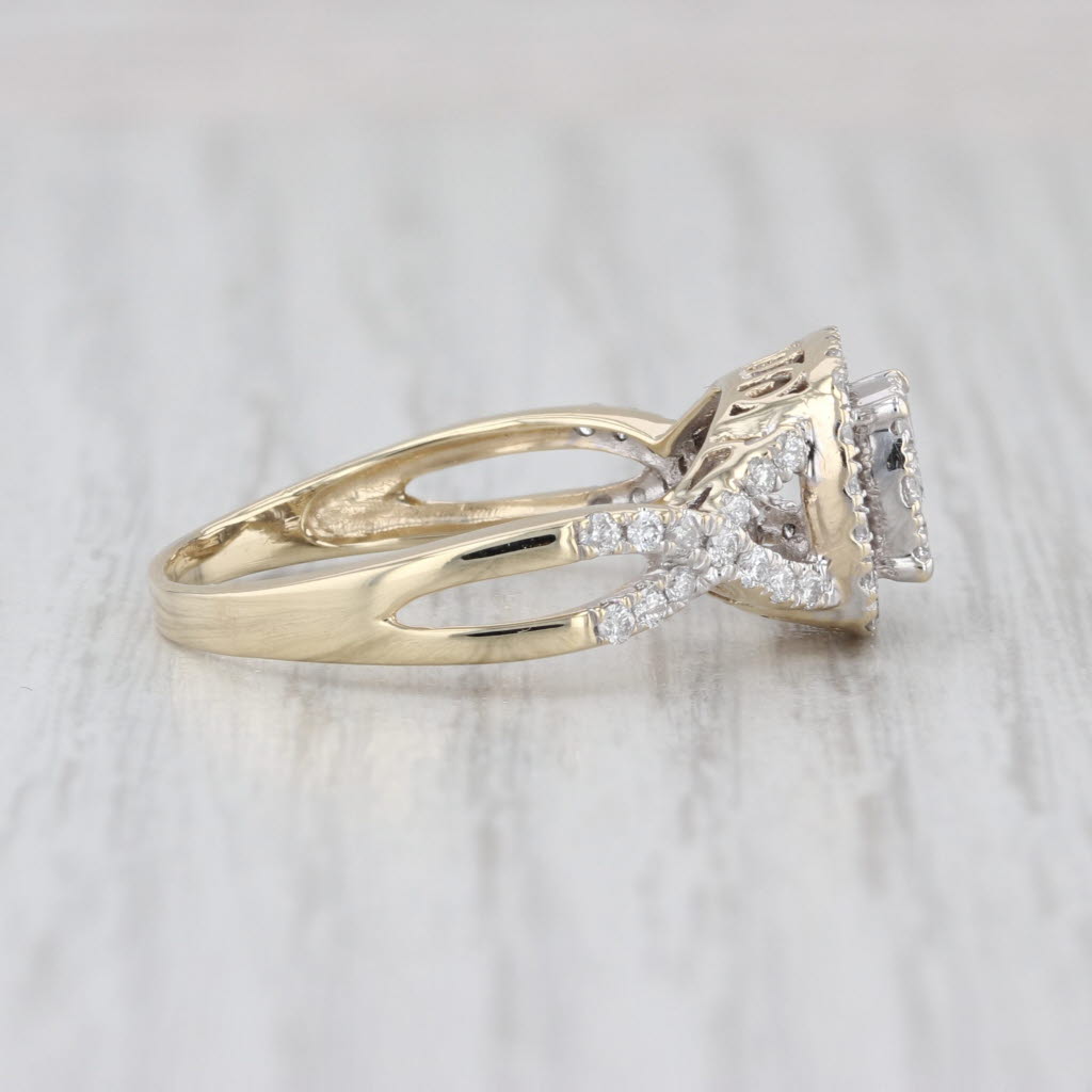 0.75ctw Diamond Halo Engagement Ring 14k Yellow Gold Size 9