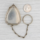 Antique Guilloche Enamel Glass Mirror Powder Compact Fob Sterling Silver Opens