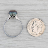 New Galatea Cultured Black Pearl Diamond Ring 14k White Gold Size 6.25