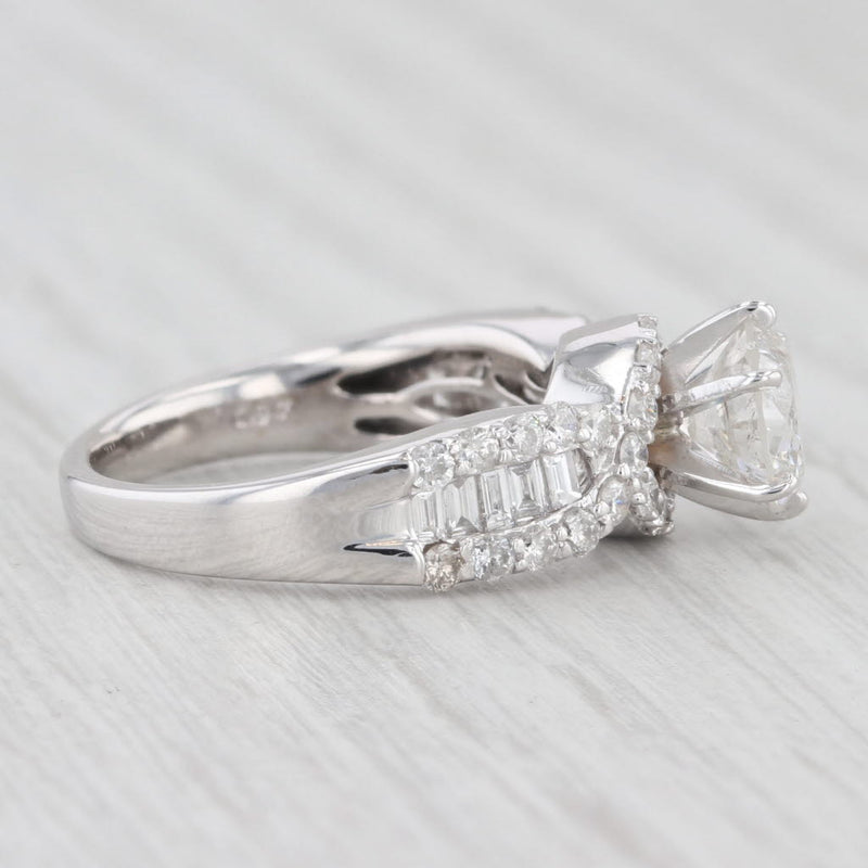2.36tw Round Diamond Engagement Ring 14k White Gold Size 6.5 Woven Band