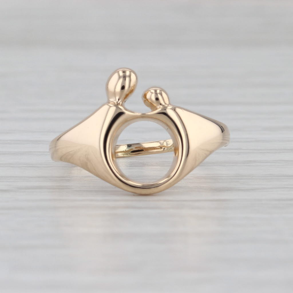 Mother & Child Ring 14k Yellow Gold Keepsake Size 6.25