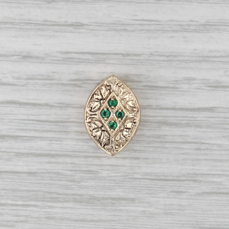 Old Victoria Vintage Emerald Slide Bracelet Charm 14k Yellow Gold