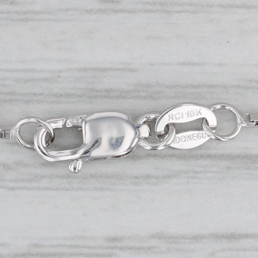 Gray New Box Chain Necklace 10k White Gold 18" 0.9mm