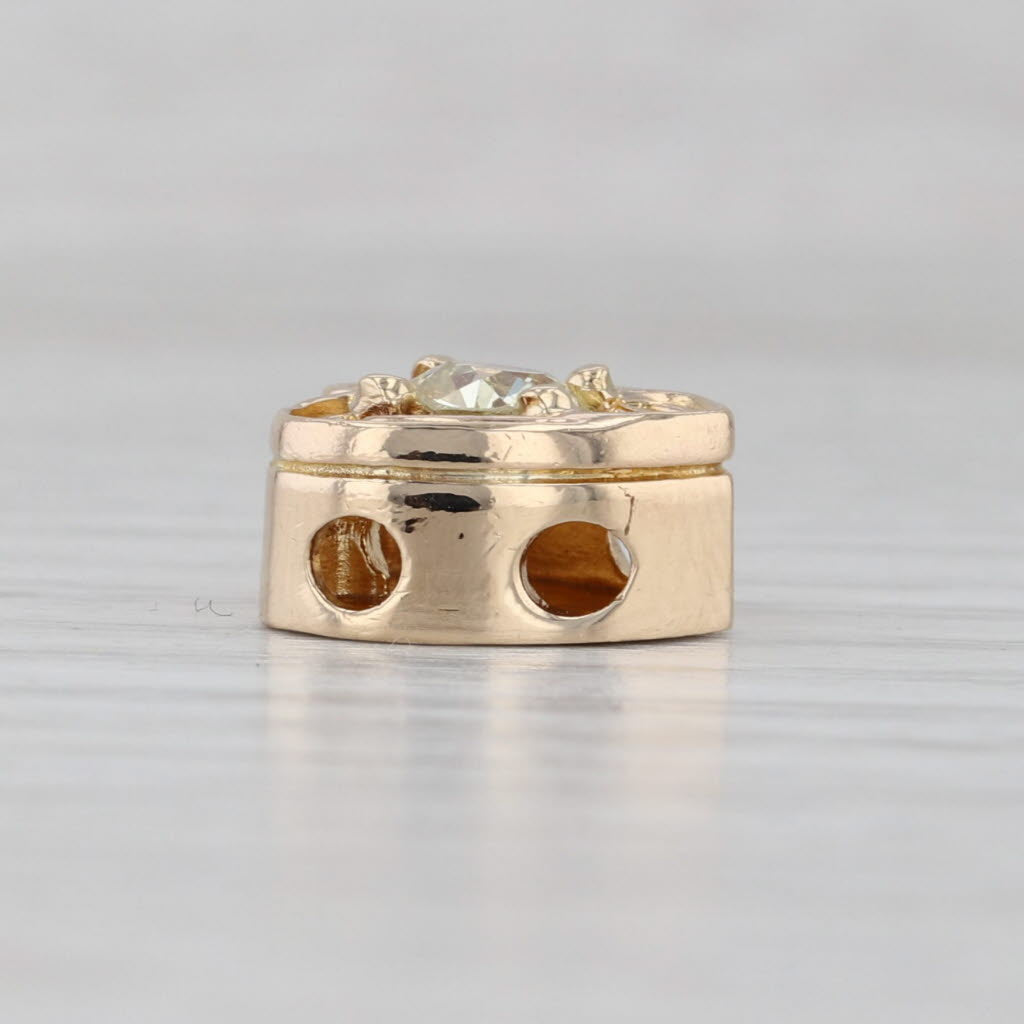 Gray 0.46ct Diamond Solitaire Heart Slide Bracelet Charm 14k Yellow Gold Vintage