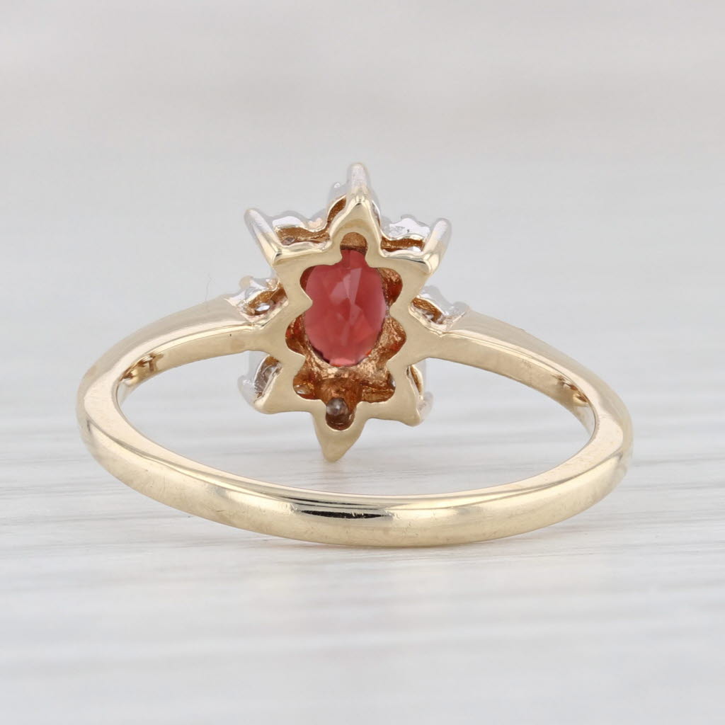 Light Gray 0.62ctw Garnet Diamond Halo Ring 10k Yellow Gold Size 6.5