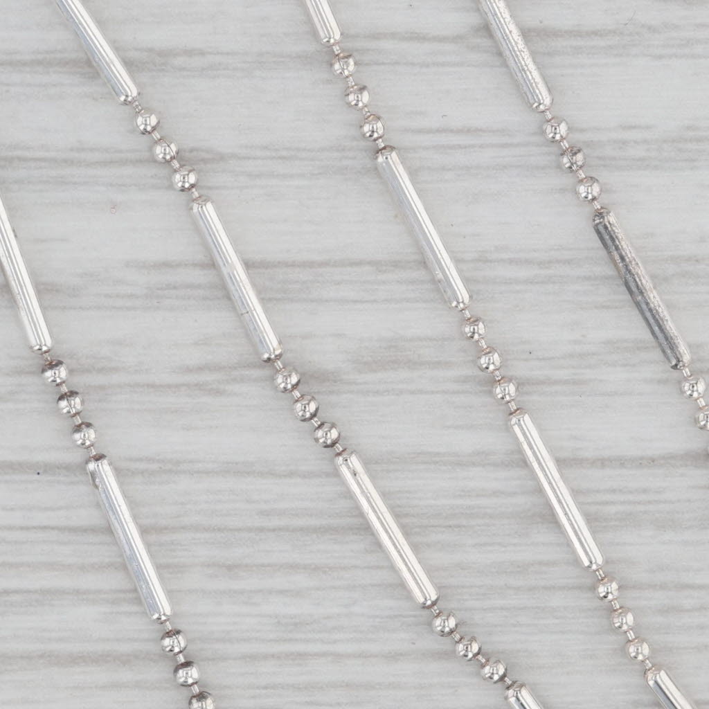 Gray Bar Bead Chain Necklace Sterling Silver 30" 1.5mm