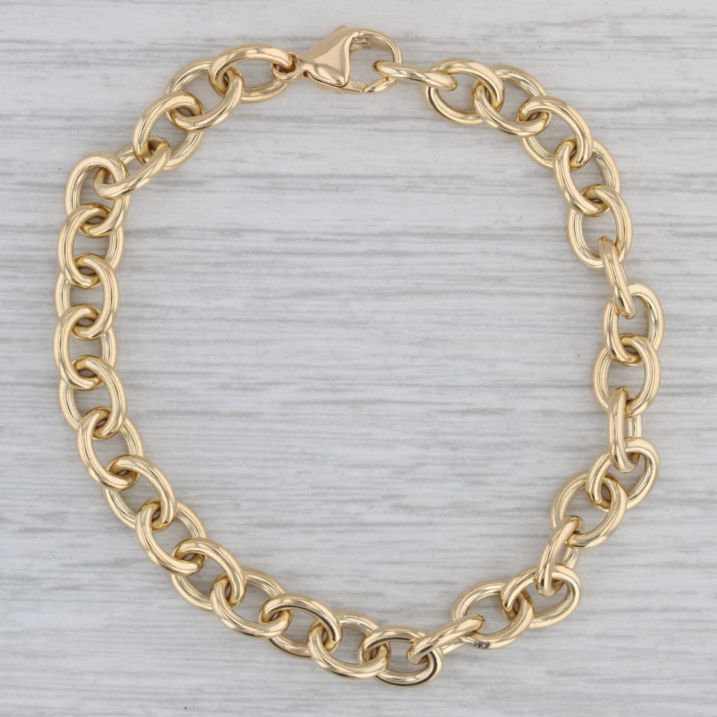 Gray 7.25" 7.2mm Cable Chain Bracelet 750 18k Yellow Gold Lobster Clasp