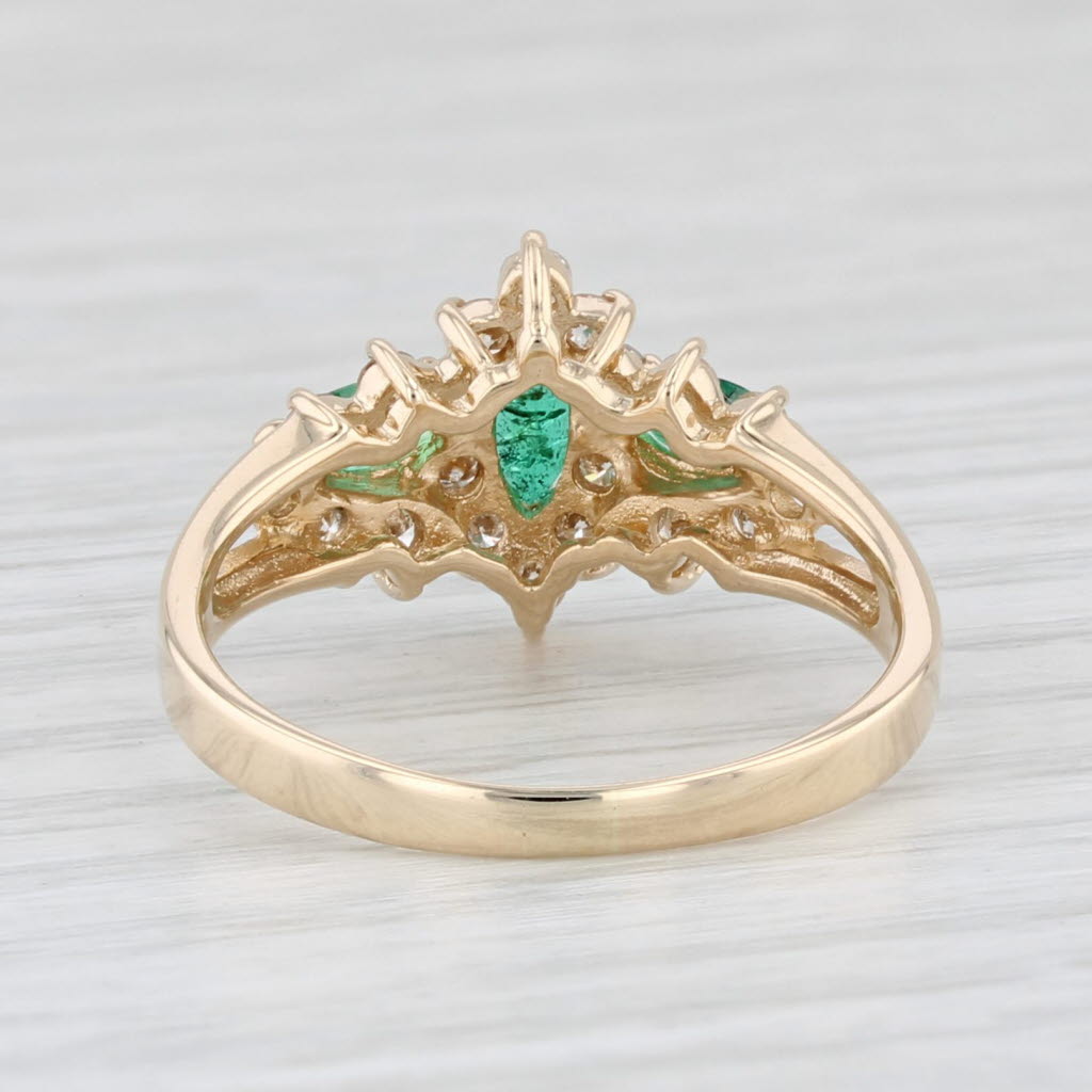 Light Gray 0.96ctw Marquise Emerald Diamond Ring 14k Yellow Gold Size 7.5