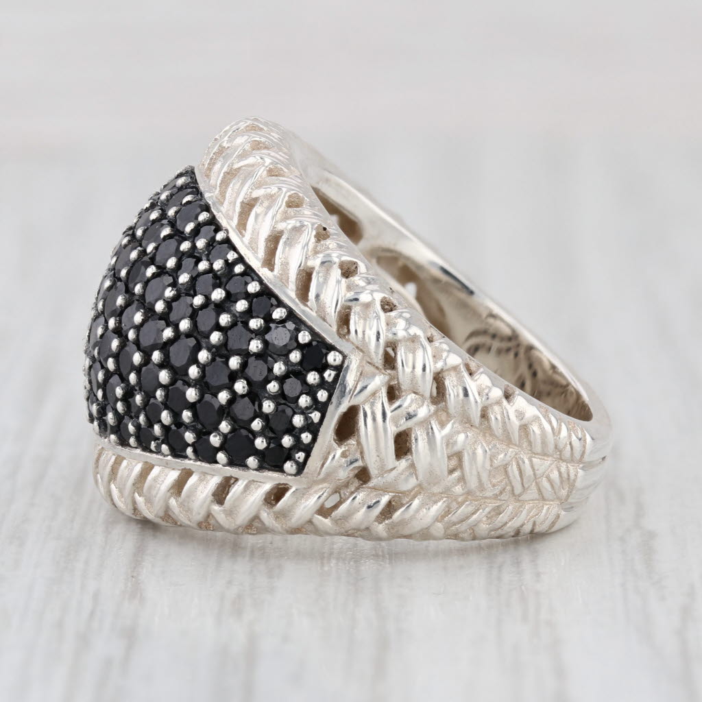 Slane & Slane Basketweave 2.40ctw Black Sapphire Ring Sterling Silver Cocktail