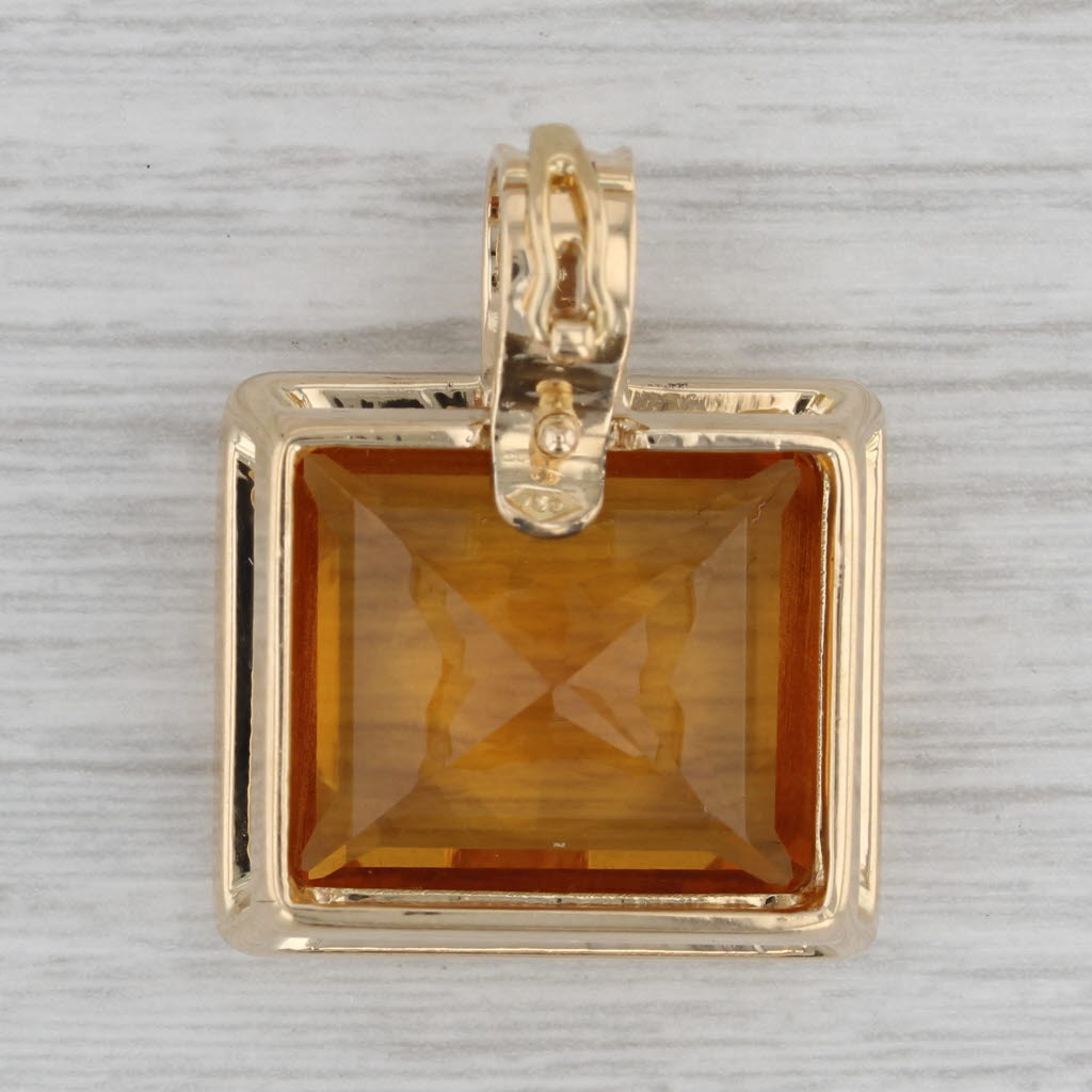 Gray 47.50ct Orange Citrine Statement Enhancer Pendant 18k Yellow Gold Clip Bail