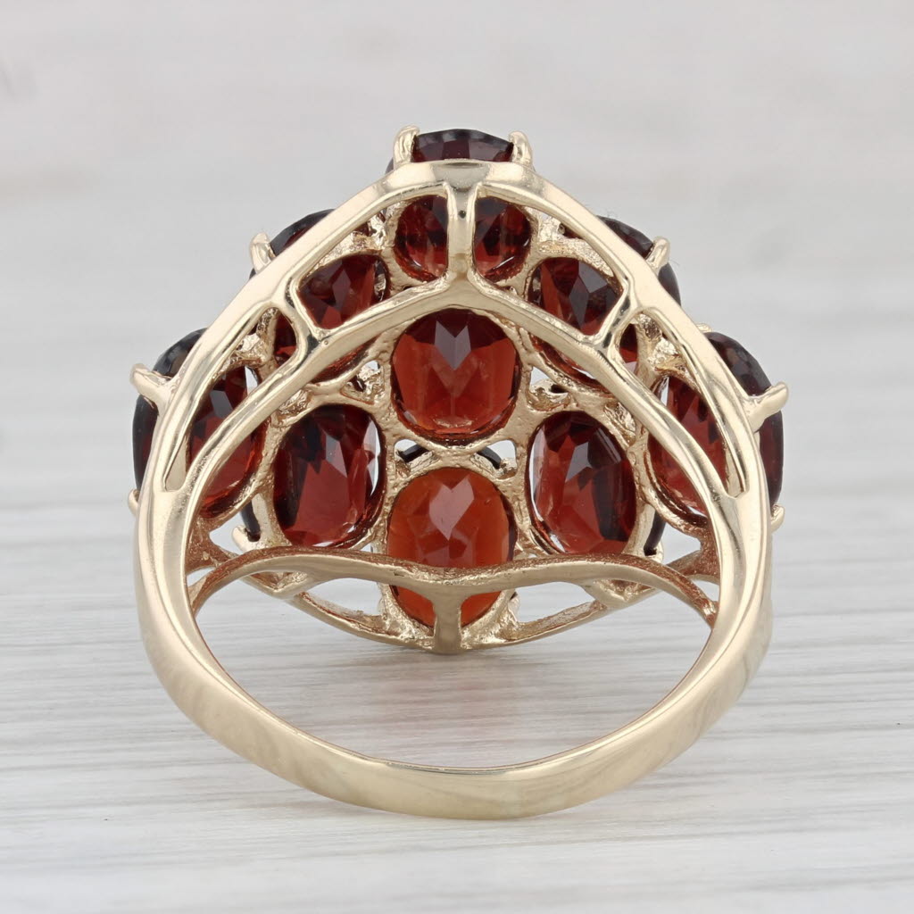 Light Gray 8.40ctw Garnet Cluster Ring 10k Yellow Gold Size 6.25 Cocktail