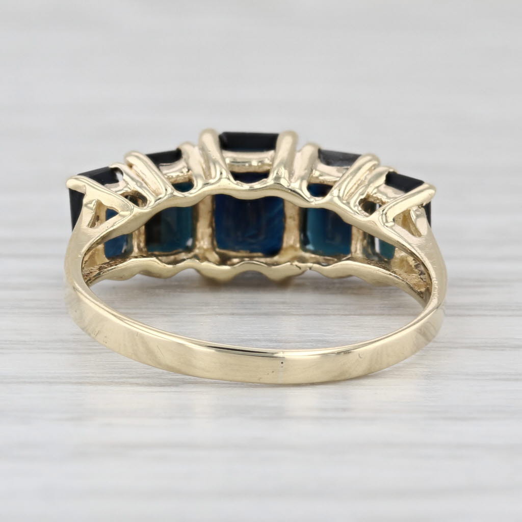 3.50ctw Blue Sapphire Tiered Ring 10k Yellow Gold Size 6.75