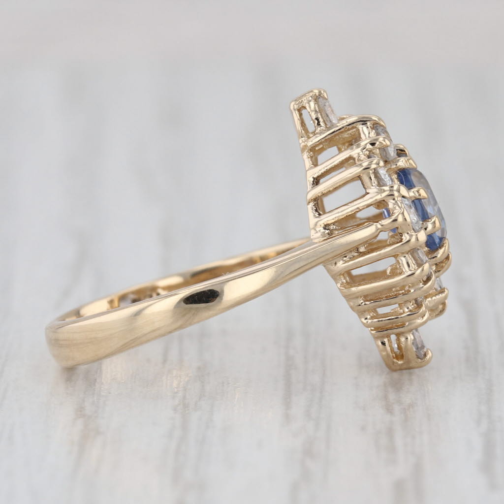 1.65ctw Blue Sapphire Diamond Halo Ring 14k Yellow Gold Size 6.5 Engagement