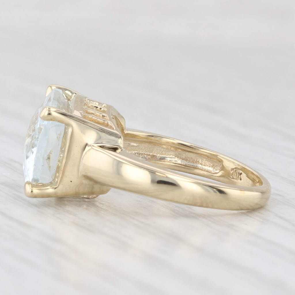 Light Gray 6.10ct Aquamarine Ring 10k Yellow Gold Cushion Solitaire Size 5