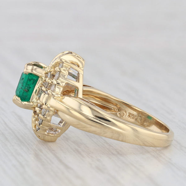 Light Gray 2.16ctw Emerald Diamond Halo Ring 18k Yellow Gold Size 8 Cocktail