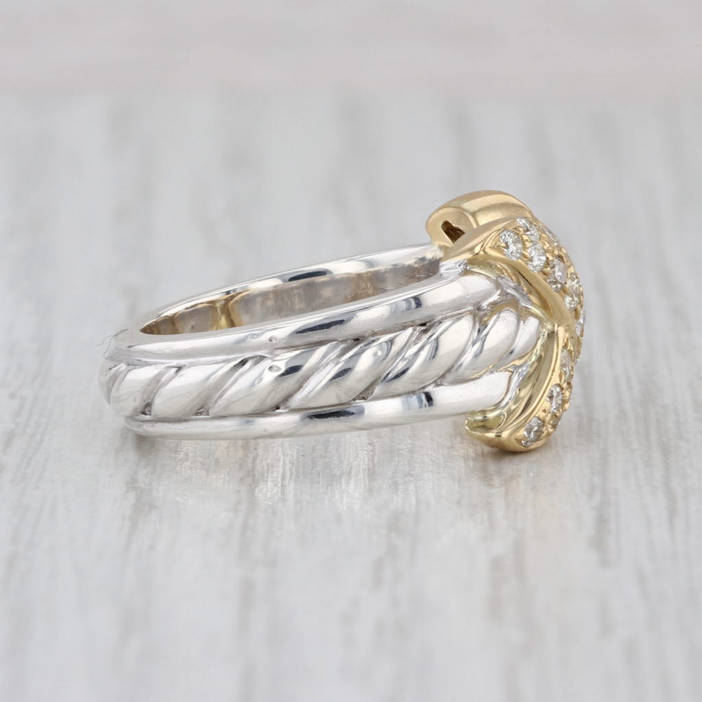 0.65ctw Diamond X Love Knot Ring Sterling Silver 18k Gold Size 7.25 Cocktail SJ